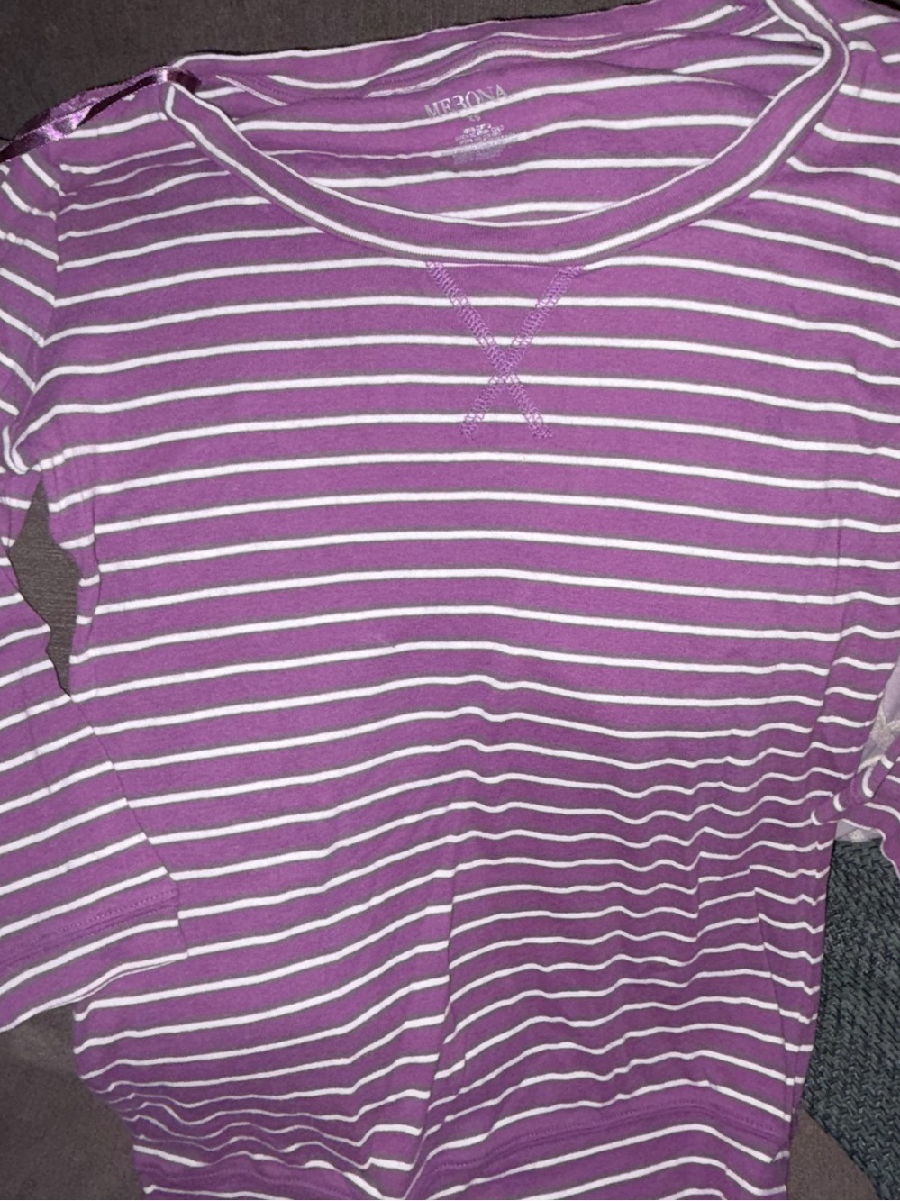 Merona ladies Purple & White Striped Long-Sleeve Top